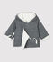 Chaqueta a rayas con capucha de bebé de terciopelo de algodón orgánico blanco MARSHMALLOW/azul SMOKING