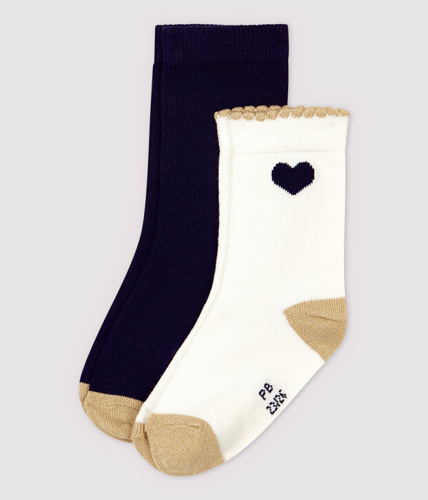Juego de 2 pares de calcetines de ni&ntilde;a multicolor