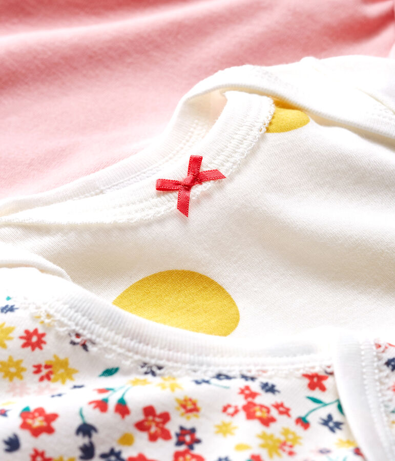 Tres bodis de manga larga para beb&eacute; ni&ntilde;a multicolor