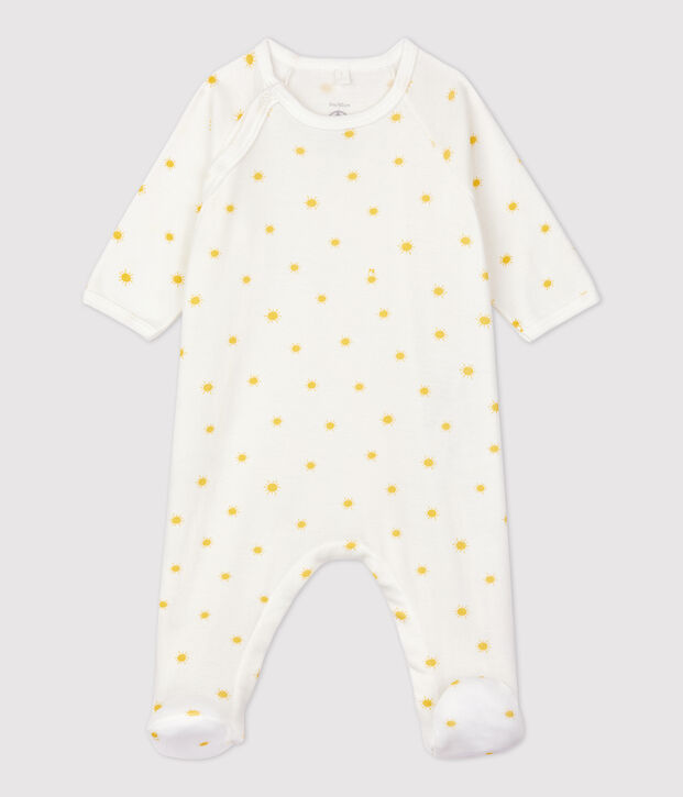 Pelele de beb&eacute; de algod&oacute;n org&aacute;nico blanco/amarillo