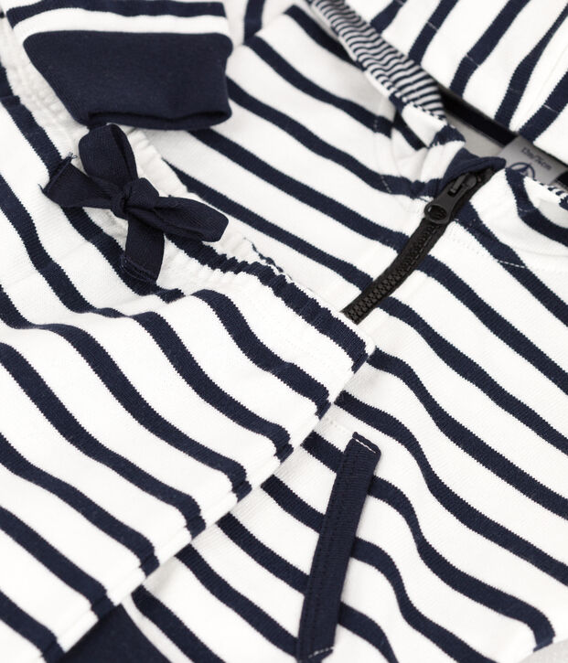 Conjunto a rayas marineras de dos piezas ecol&oacute;gicas para beb&eacute; blanco/azul