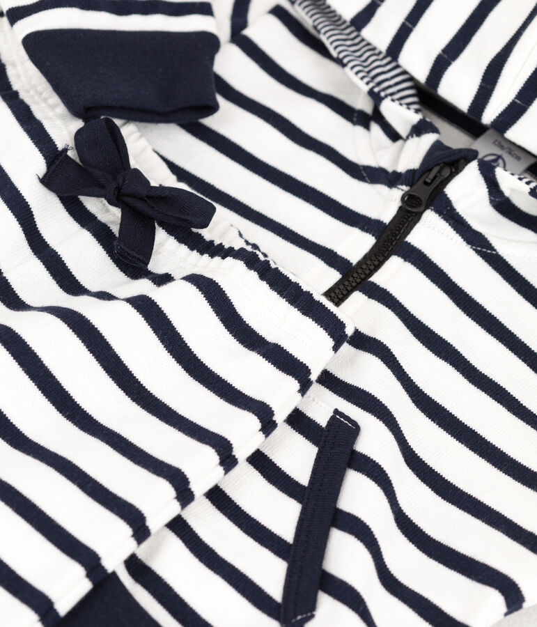 Conjunto a rayas marineras de dos piezas ecol&oacute;gicas para beb&eacute; blanco/azul