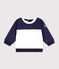 Sudadera de algod&oacute;n colorblock para beb&eacute; azul/crudo