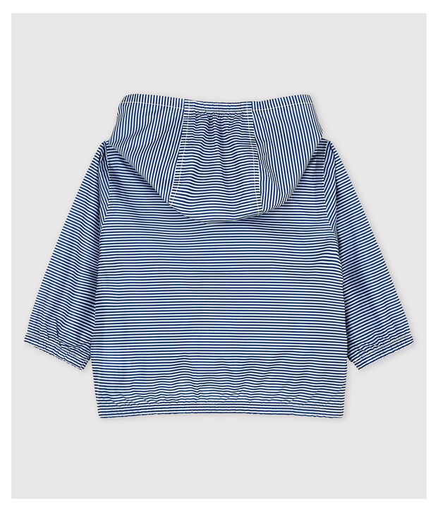 Cortavientos de poliamida reciclada de beb&eacute; azul/blanco