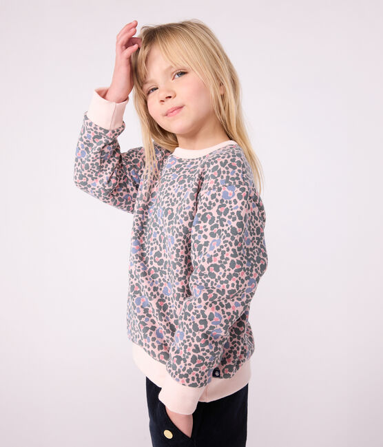 Sudadera infantil de algodón con estampado rosa JOLI/blanco MULTICO