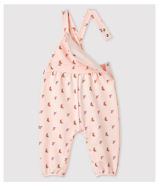 Peto estampado de muletón de bebé niña rosa FLEUR/blanco MULTICO