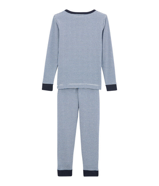 Pijama para niño de corte ajustado azul LIMOGES/blanco MARSHMALLOW