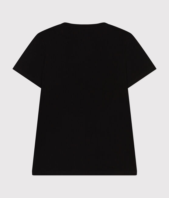Camiseta LA RECTA de algodón con cuello de pico para mujer negro BLACK