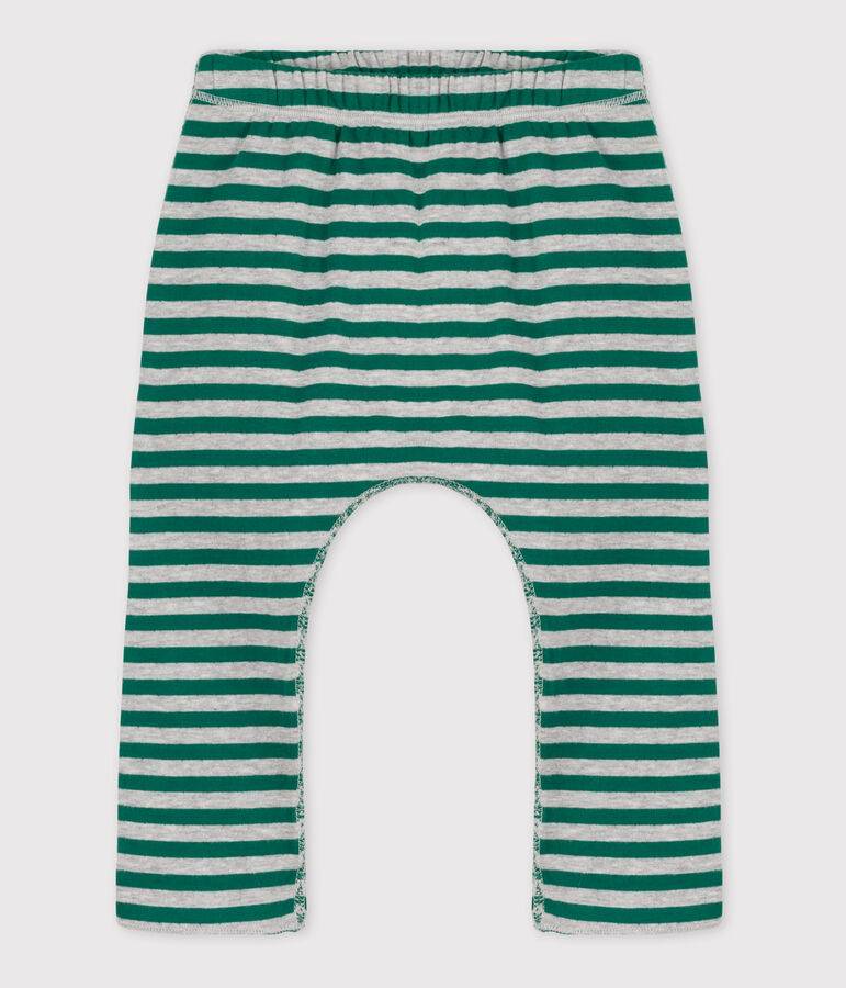 Pantal&oacute;n de tejido t&uacute;bico a rayas de beb&eacute; verde/gris