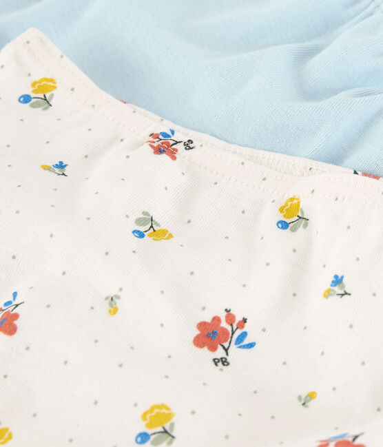 Juego de 2 «culottes» con flores de algodón de niña variante 1