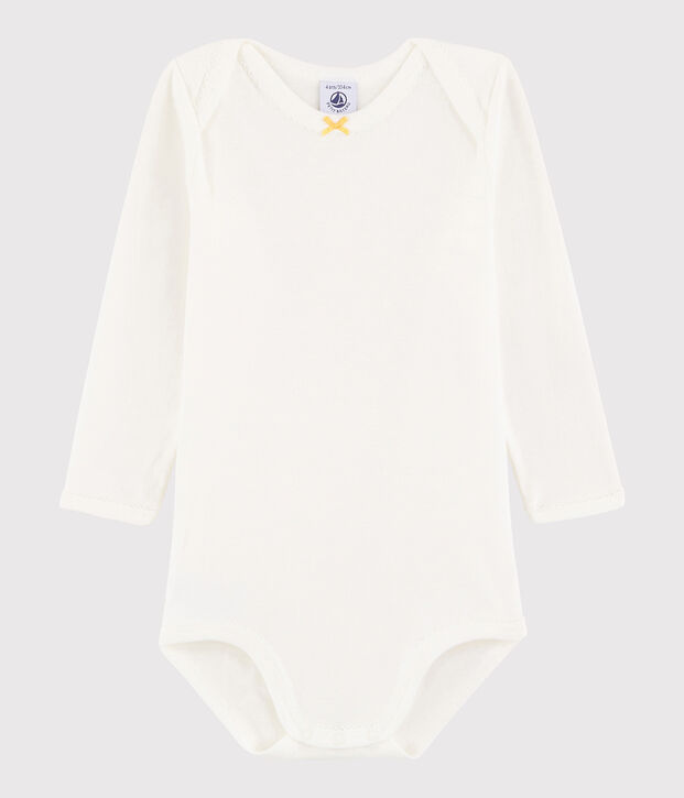 Bodi de manga larga de beb&eacute; ni&ntilde;a blanco/amarillo