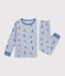 Pijama infantil de mulet&oacute;n con estampado de esquiadores azul/multicolor