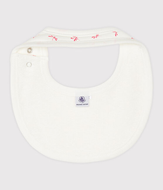 Babero de punto acanalado para bebé blanco MARSHMALLOW/rosa GROSEILLER