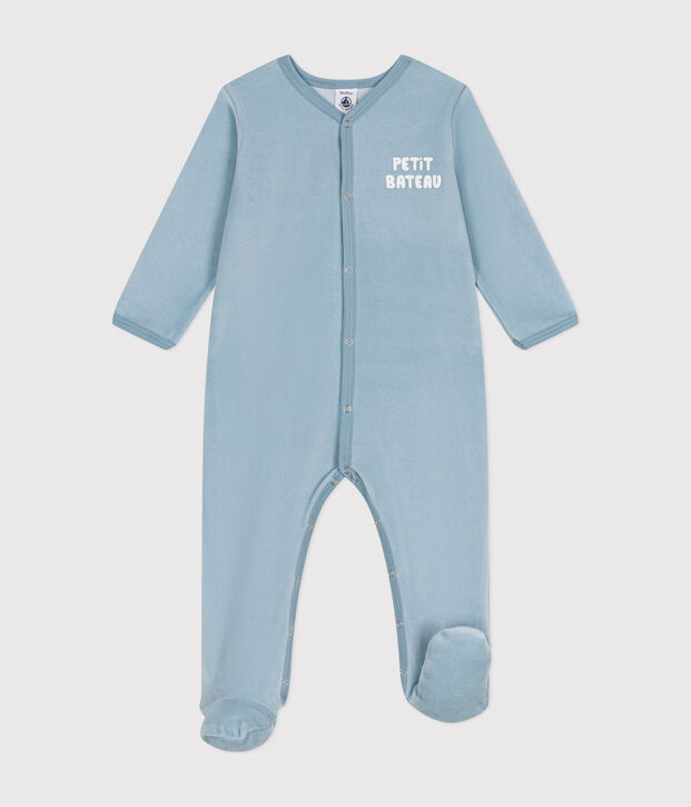 Pelele de terciopelo para beb&eacute; azul