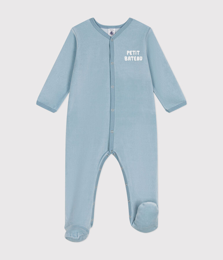 Pelele de terciopelo para beb&eacute; azul