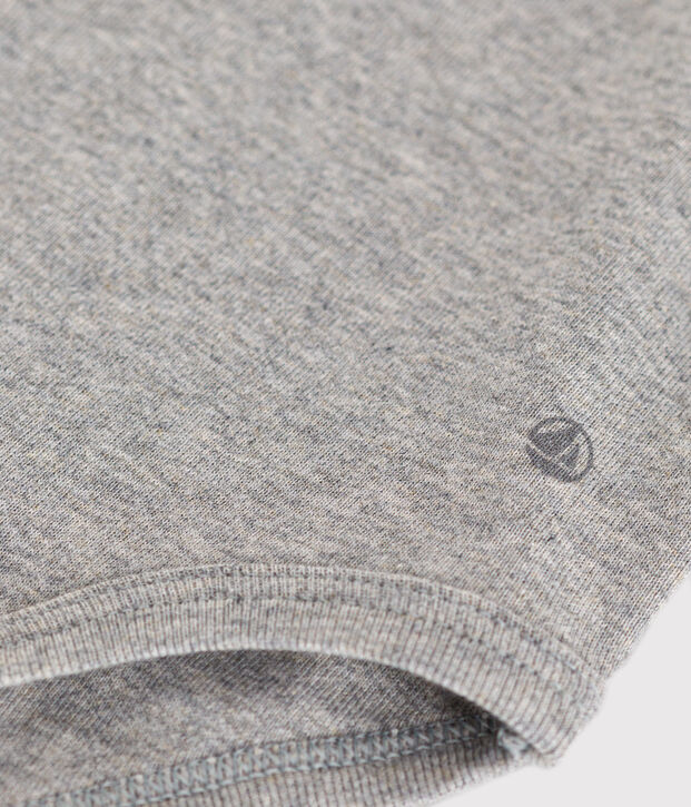 Body de algod&oacute;n de manga corta con cuello claudine para beb&eacute; gris