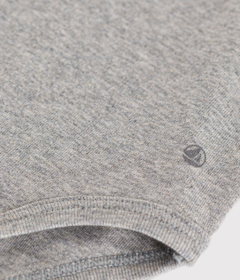 Body de algod&oacute;n de manga corta con cuello claudine para beb&eacute; gris