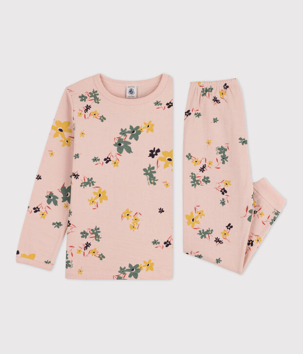 Pijama de t&uacute;bico con flor para ni&ntilde;a rosa/multicolor