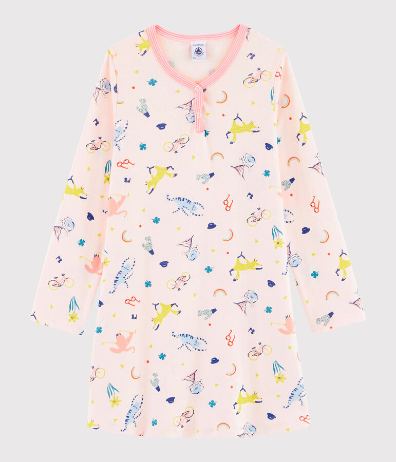 Camis&oacute;n con estampado de fantas&iacute;a de ni&ntilde;a de punto rosa FLEUR/blanco MULTICO