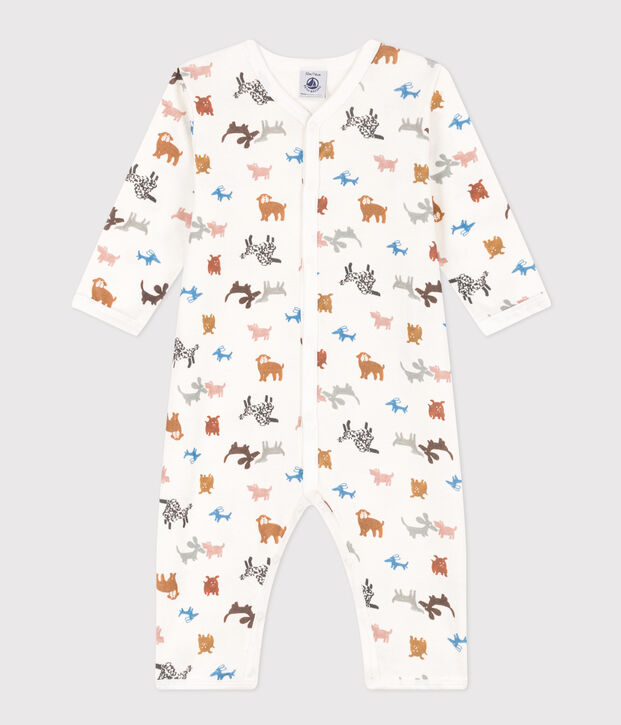 Pijama sin pies de algod&oacute;n blanco/marron