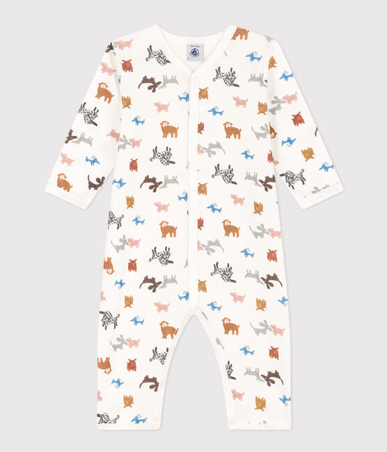 Pijama sin pies de algodón blanco MARSHMALLOW/ ECUREUIL