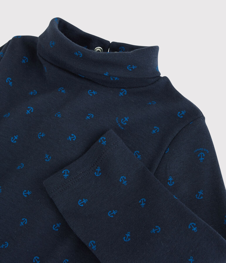 Prenda de cuello de cisne de algod&oacute;n de beb&eacute;. azul/azul