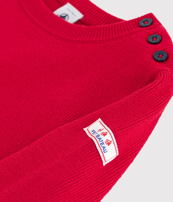 Jersey infantil liso de lana y algodón rojo POMPEI