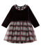Vestido bimaterial de manga larga para bebé niña negro NOIR/blanco MULTICO