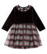 Vestido bimaterial de manga larga para bebé niña