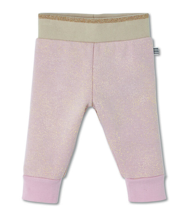 Pantal&oacute;n en mulet&oacute;n brillante para beb&eacute; ni&ntilde;a rosa/amarillo