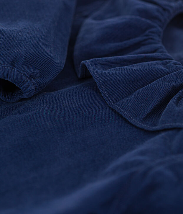 Blusa de micro pana de manga larga para beb&eacute; azul