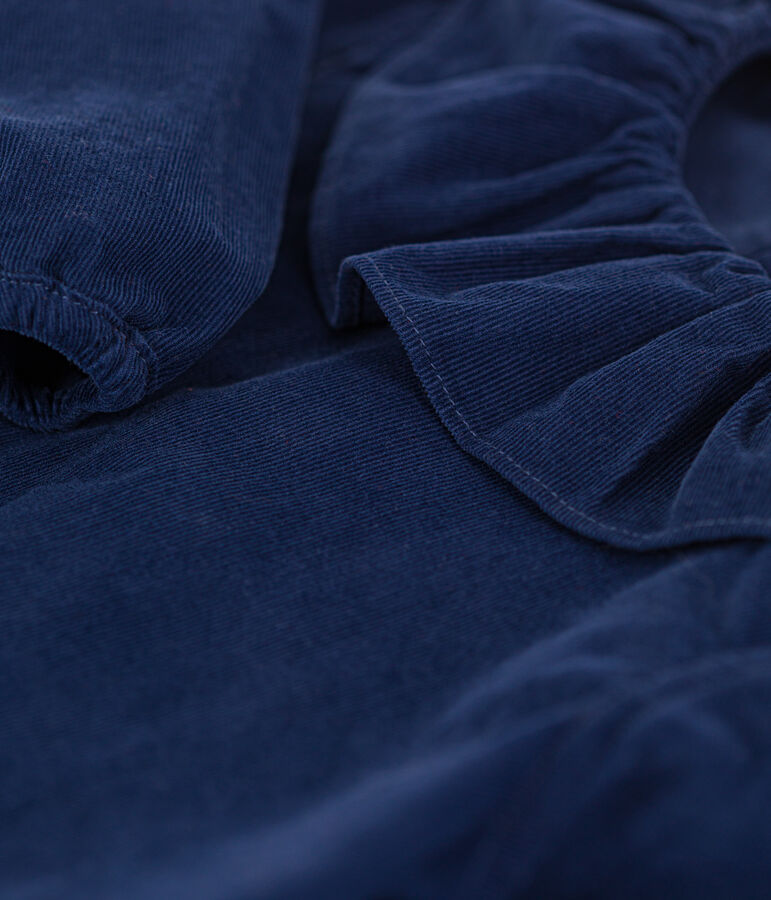 Blusa de micro pana de manga larga para beb&eacute; BLEU FONCE