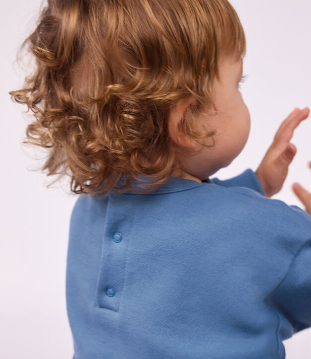 Sudadera lisa de algod&oacute;n con bordado para beb&eacute; azul