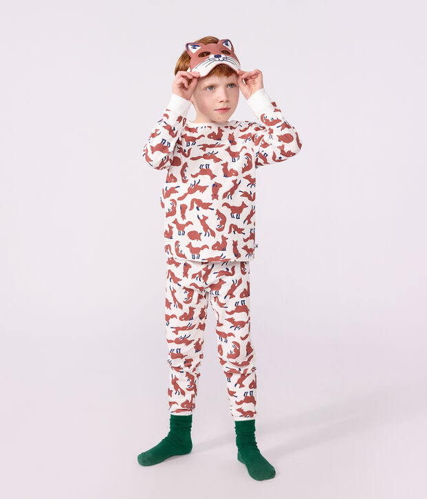 Pijama disfraz infantil de algod&oacute;n de zorro blanco/multicolor