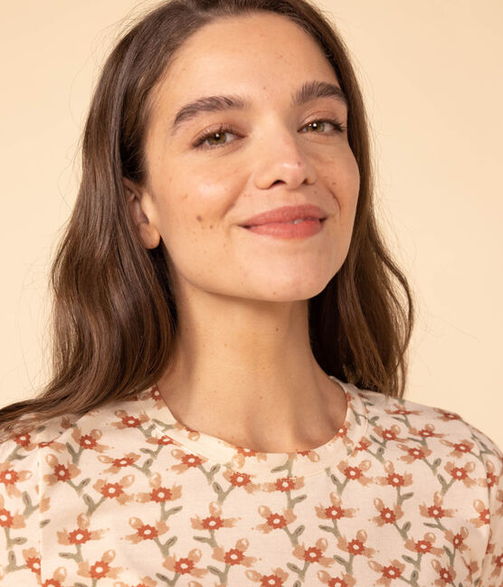 Camiseta LA RECTA de algodón con cuello redondo para mujer blanco AVALANCHE/ MULTICO