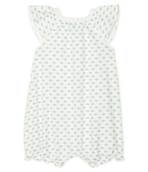 Pelele corto de punto para beb&eacute; de ni&ntilde;a blanco/multicolor