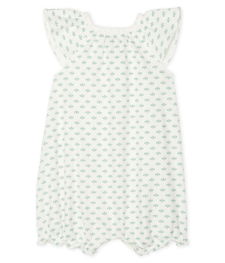 Pelele corto de punto para beb&eacute; de ni&ntilde;a blanco/multicolor