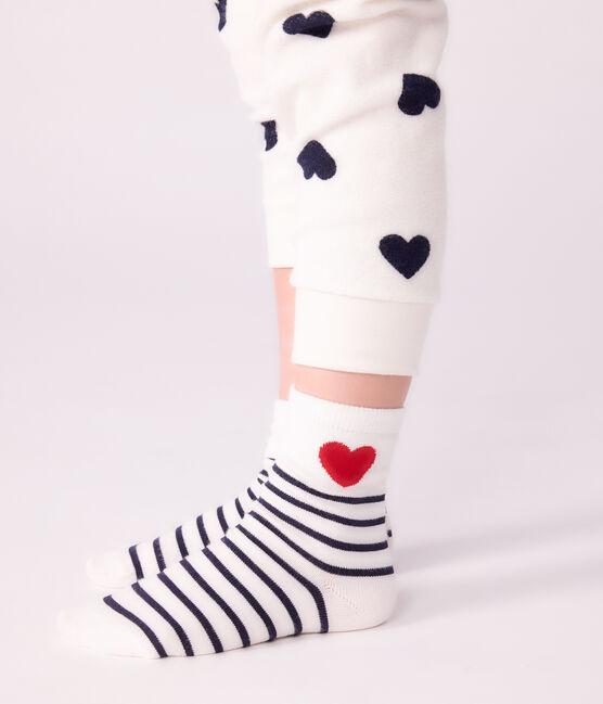 3 pares de calcetines infantiles de algodón con rayas y corazones variante 1