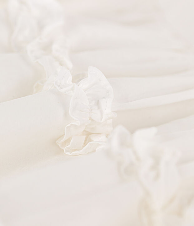 Vestido de popelina de manga corta para ni&ntilde;a blanco