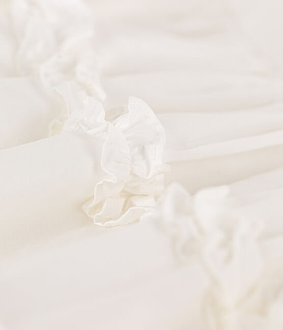Vestido de popelina de manga corta para niña blanco ECUME 1