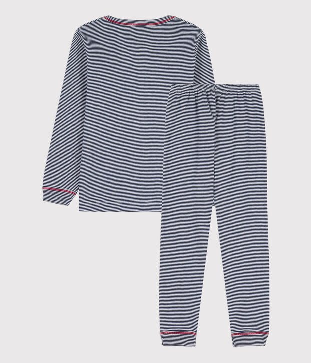 Pijama milrayas de algod&oacute;n de ni&ntilde;o azul/blanco