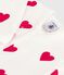 Pijama de felpa cepillada con cuello estampado de corazones para bebé blanco MARSHMALLOW/rojo TERKUIT