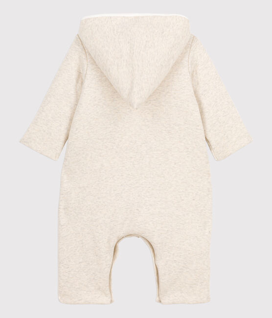 Mono largo gris de mezclilla con capucha de bebé de algodón orgánico beige MONTELIMAR CHINE