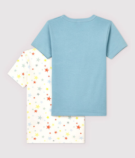 Lote de 2 camisetas de manga corta con estrellas multicolores de algodón ecológico de niño variante 1