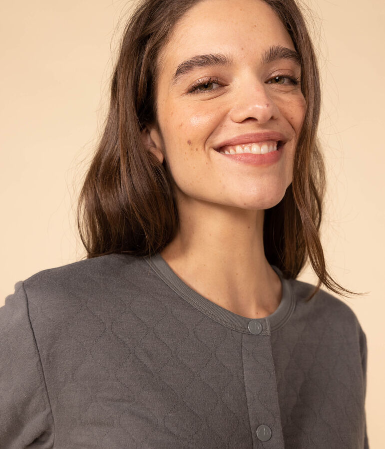 C&aacute;rdigan de t&uacute;bico con botones de presi&oacute;n para mujer verde