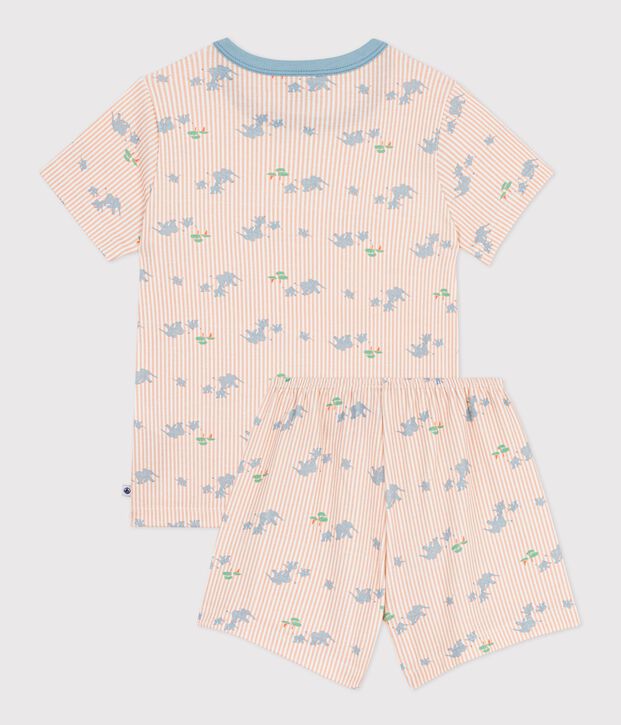 Pijama corto infantil de algod&oacute;n con estampado de elefantes blanco/multicolor