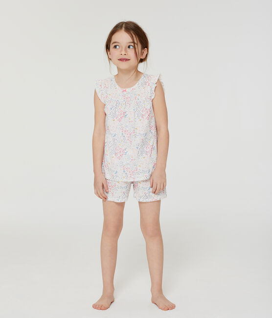 Pijama corto de punto para niña blanco MARSHMALLOW/blanco MULTICO