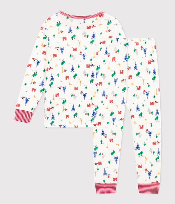 Pijama infantil de algodón con estampado de París blanco MARSHMALLOW/azul MEDIEVAL/ MULTICO