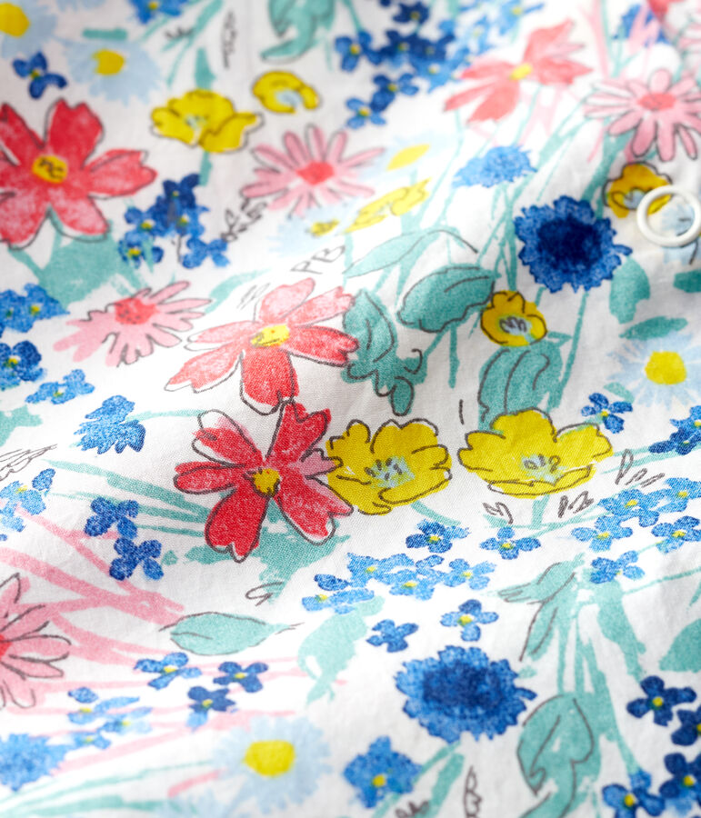 Blusa de manga corta de popelina de ni&ntilde;a blanco/multicolor