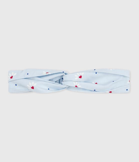 Diadema infantil de popelina con estampado de flores azul FRAICHEUR/blanco MULTICO